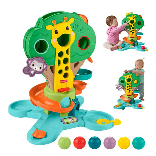 Image of Toys. Product name - Fisher-Price Sit-To-Stand Jungle Tree, Baby to Toddler Musical Ball Drop Play Center, 6 Balls in colour by brand - Fisher-Price