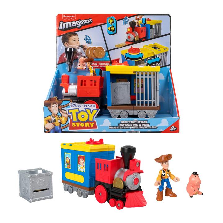 Image of Toy Cars. Product name - Imaginext Toy Story Woodyâs Round Up Train Toy Vehicle with Lights & Sounds, Figures in colour by brand - Imaginext