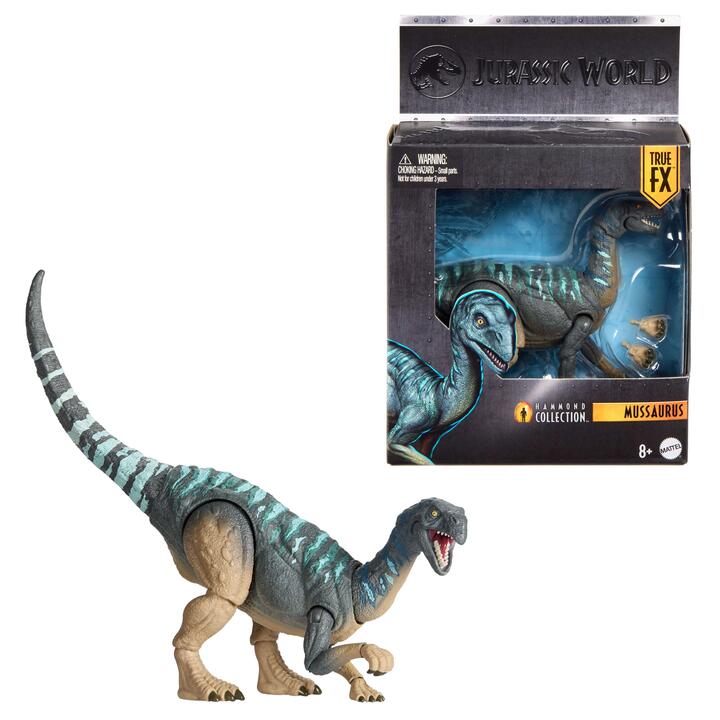 Image of Toys. Product name - Jurassic World Hammond Collection Mussaurus Dinosaur Figure, Deluxe Design and 15 Articulations in colour by brand - Jurassic World