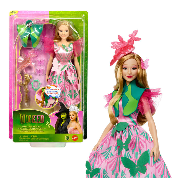 Image of Dolls. Product name - Universal Picturesâ Wicked Get Ready with Glinda Doll Set with 8 Accessories & Color Change Fun in colour by brand - Wicked