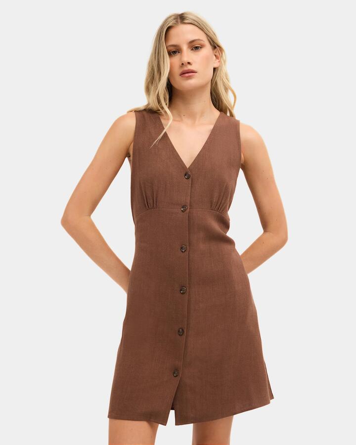 Image of Dresses. Product name - Nunui Womens Tuesday Midi Dress Chocolate in Chocolate colour by brand - Nunui