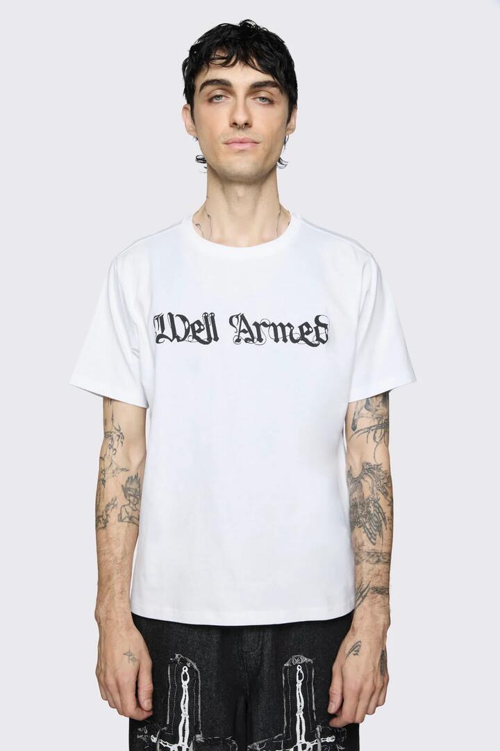 Image of T-Shirts. Product name - Well Armed Tee in White colour by brand - Black Friday