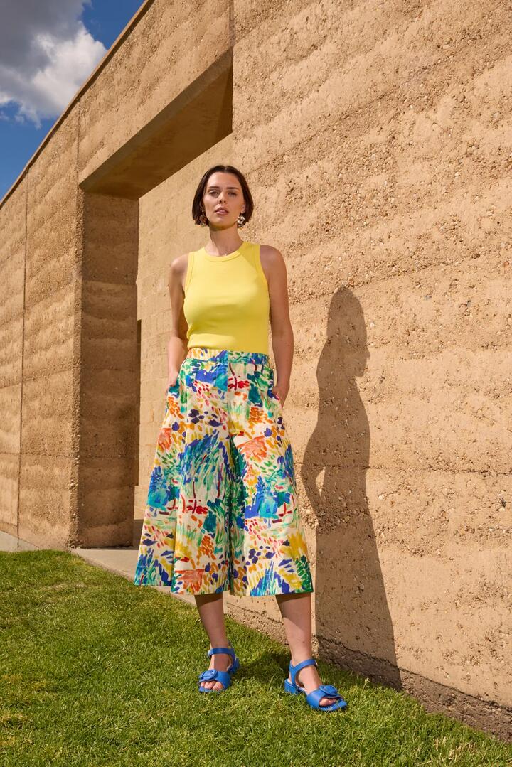 Image of a model wearing Skirts. Product name - Sundrift Skort in Print colour by brand - Gorman