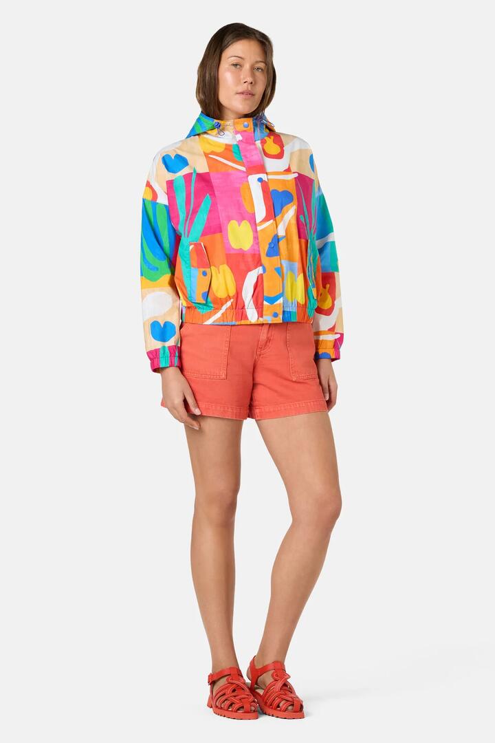 Image of a model wearing Rain Coats. Product name - Farmers Market Windbreaker in Print colour by brand - Gorman