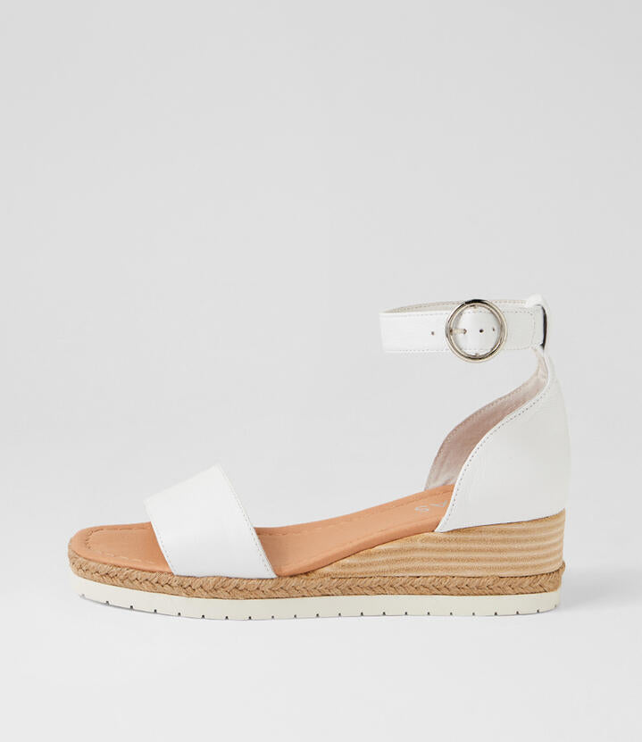 Image of Boots. Product name - Iludra White Leather Wedges in White colour by brand - MIDAS