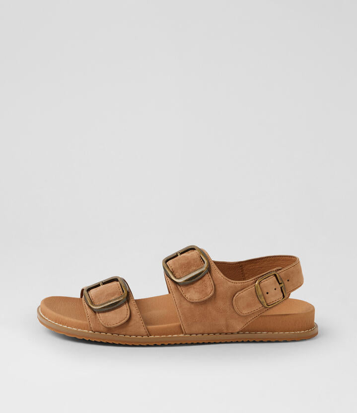 Image of Sandals. Product name - Nikolic Light Choc Suede Sandals in Lt Choc colour by brand - MIDAS