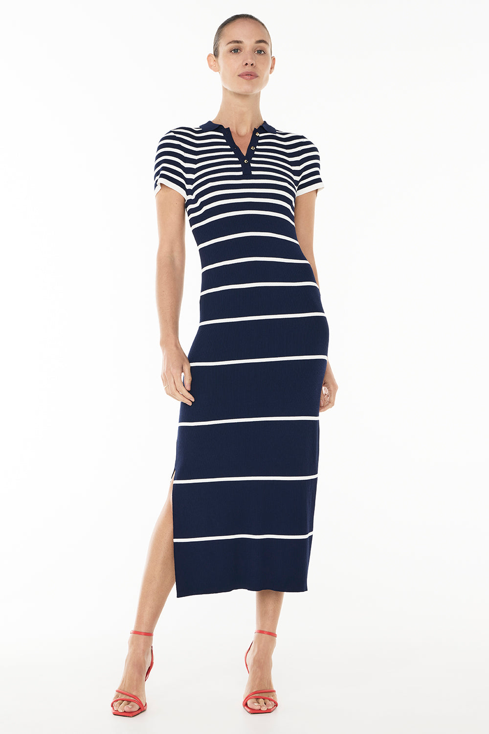 Sea & Shore Knit Polo Dress (Navy/White)