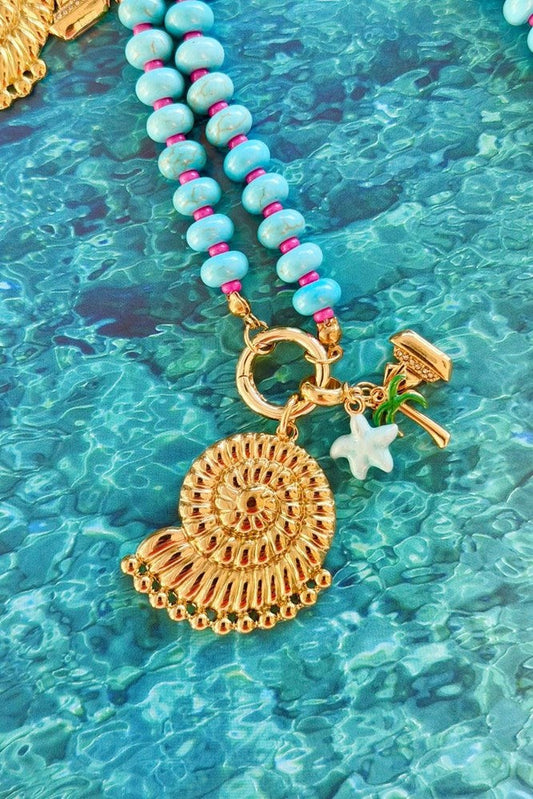 Image of Necklaces. Product name - Amalfi Spiral Necklace in Blue colour by brand - Betty Basics
