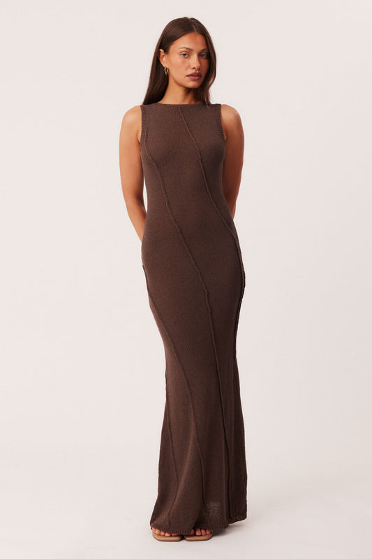Image of Dresses. Productname: SNDYS MAYE MAXI DRESS in Coffee colour by brand - SNDYS