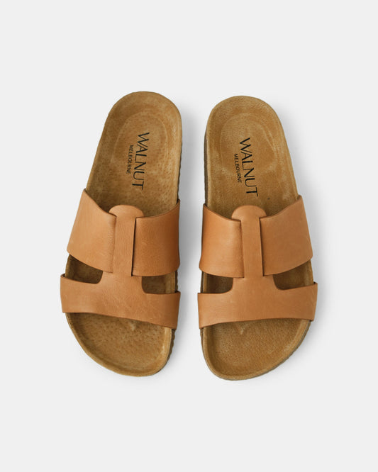 Walnut Melbourne Bay Leather Slide (Coconut Tan)