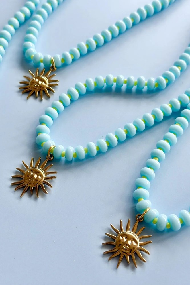 Image of Necklaces. Product name - Sky Blue Gem Necklace in Blue colour by brand - Betty Basics