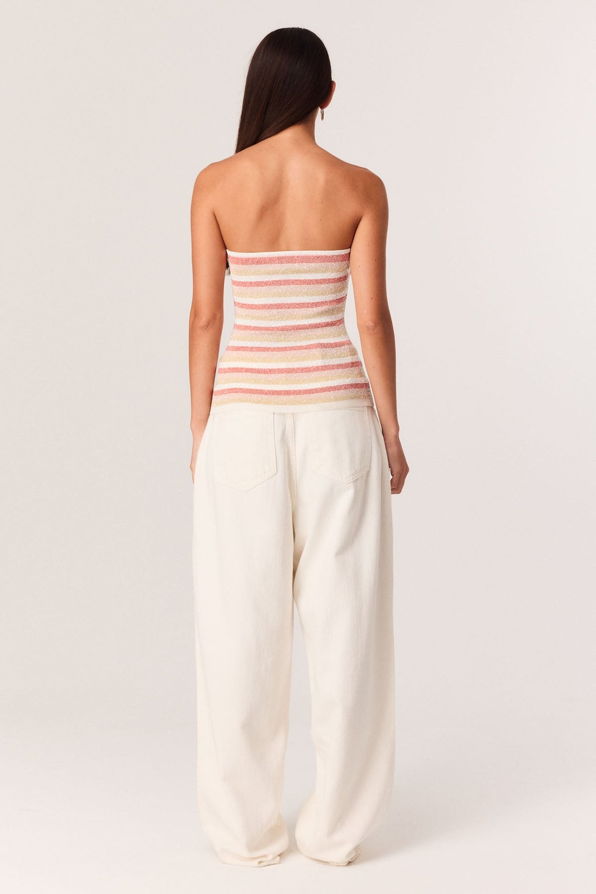 SNDYS CELIA SHIMMER TOP (Peach Stripe)
