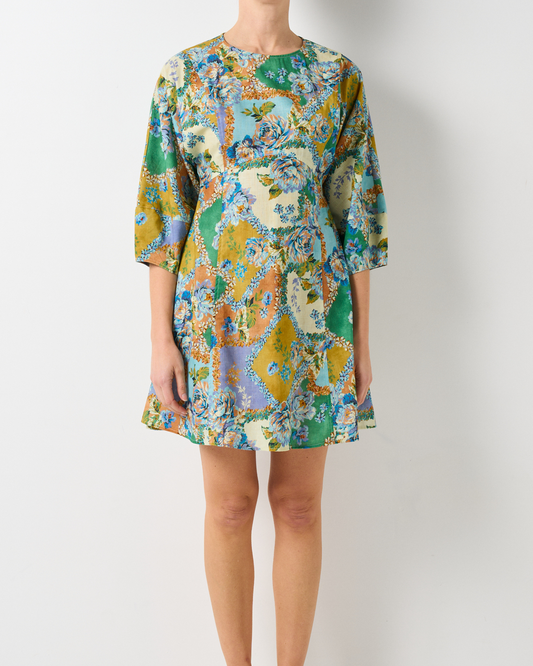 Image of Dresses. Product name - Rivoli Dress in Peony Patchwork colour by brand - Walnut Melbourne