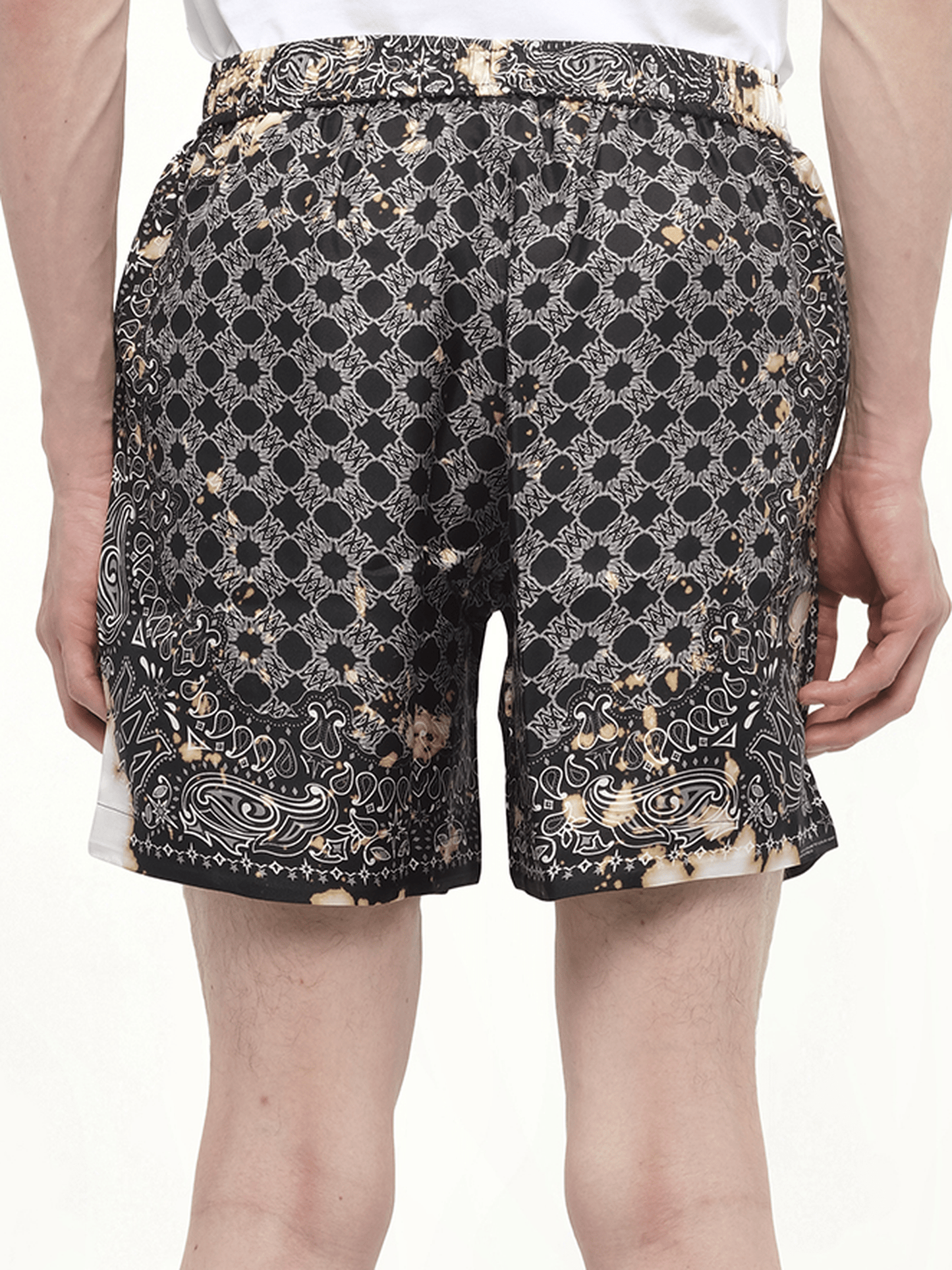 AMIRI Bleach Bandana Silk Shorts (Black)