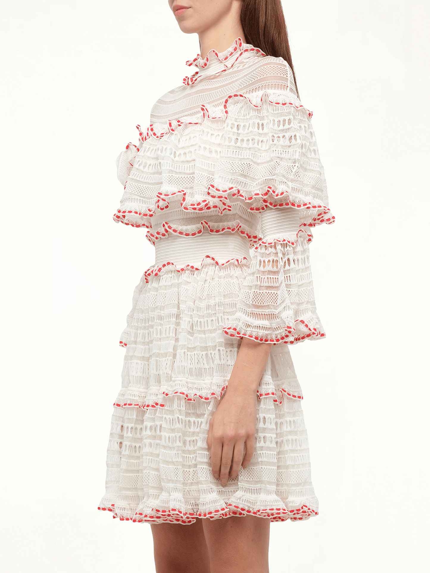 ALEXANDER MCQUEEN AMQ Volume Lace Mini Dress (White)