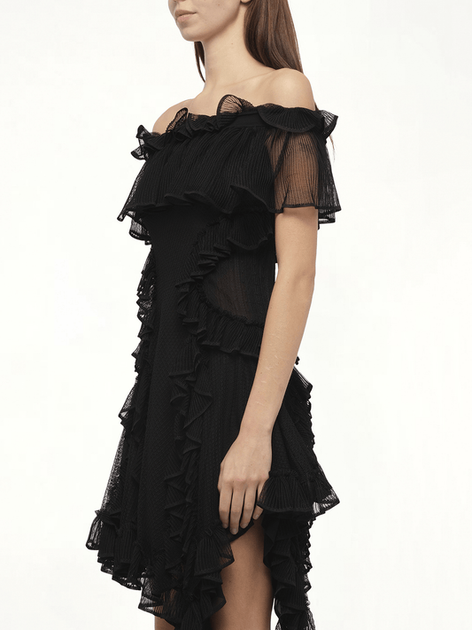 ALEXANDER MCQUEEN Off Shoulder Dress (Black)
