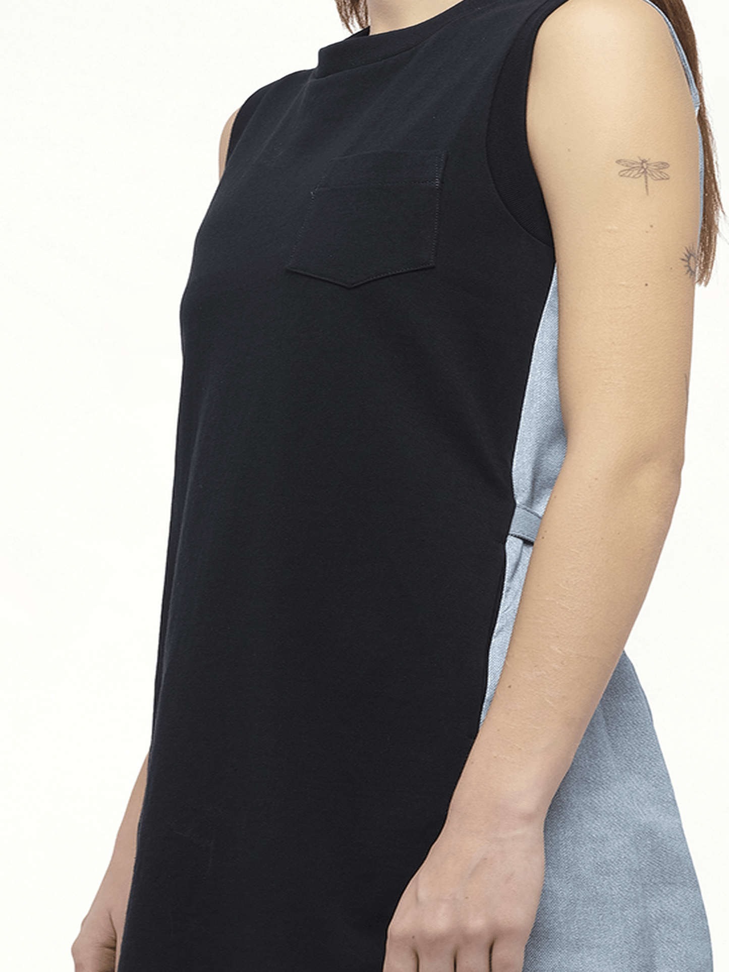 SACAI Denim x Cotton Jersey Dress (Navy)