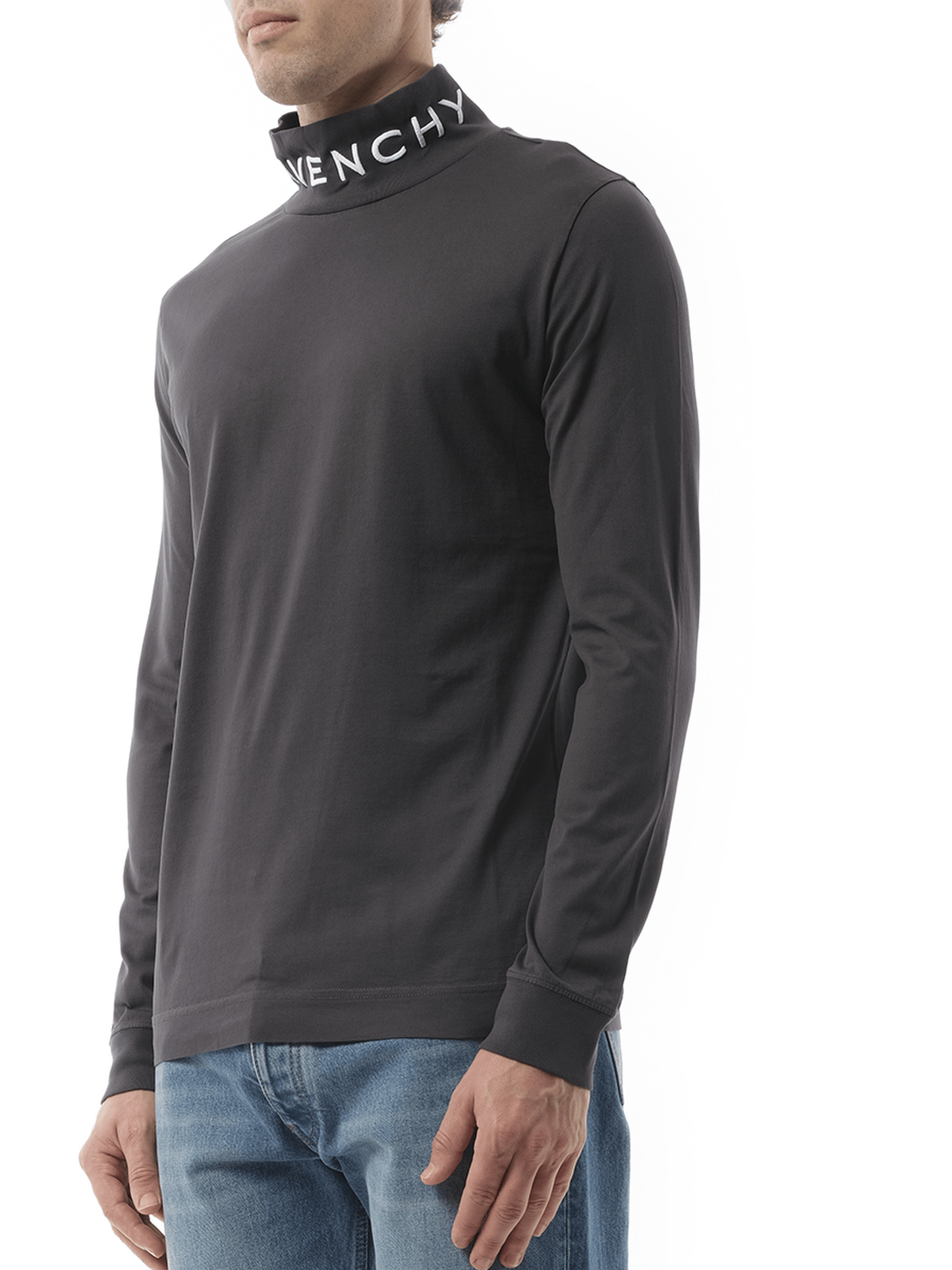 GIVENCHY Faded Logo Dyed Long Sleeve T-Shirt (Black)