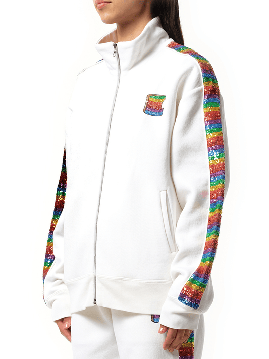 MARC JACOBS Long Sleeve Zip Sweatshirt (White)