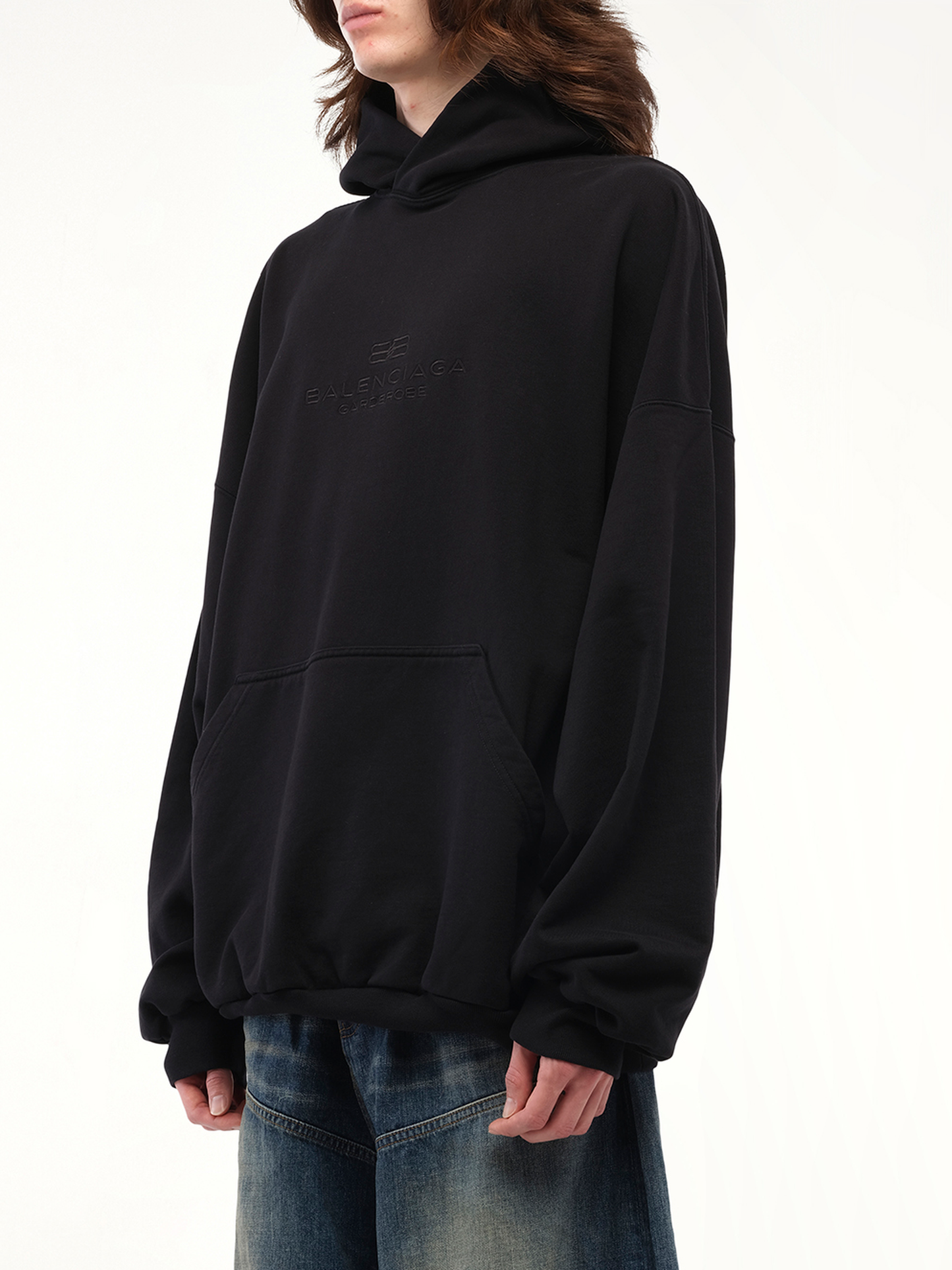 BALENCIAGA BB Embroidery Large Fit Hoodie (Black)
