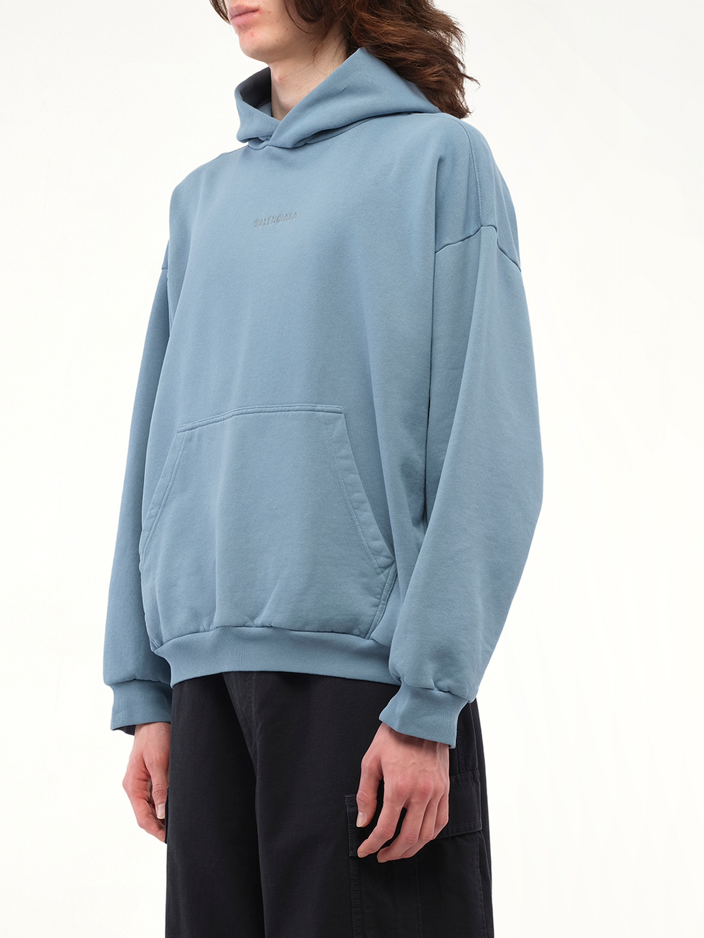 BALENCIAGA Reflective Logo Medium Fit Hoodie (Grey)