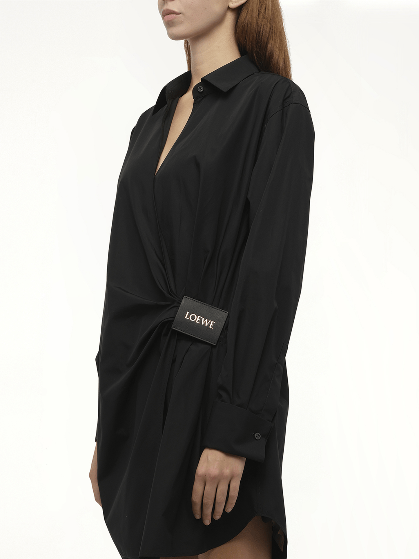 LOEWE Draped Shirt Dress (Black)
