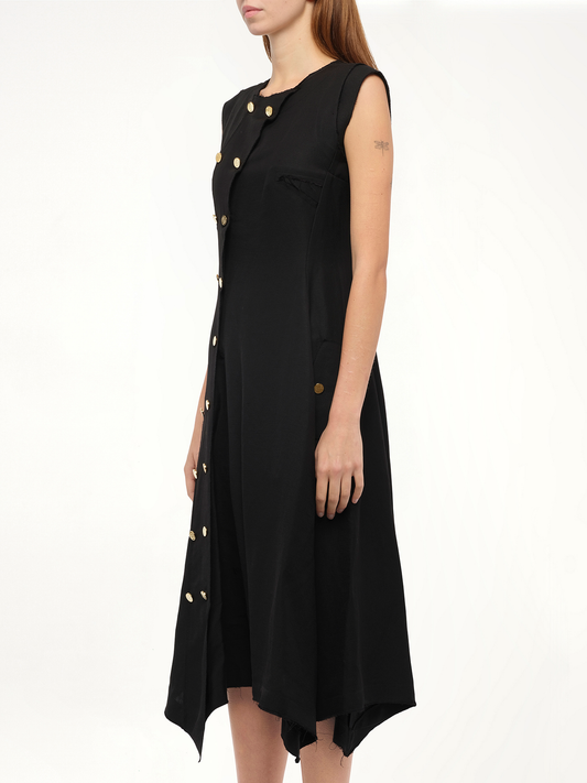 LOEWE Gold Button Sleeveless Dress (Black)