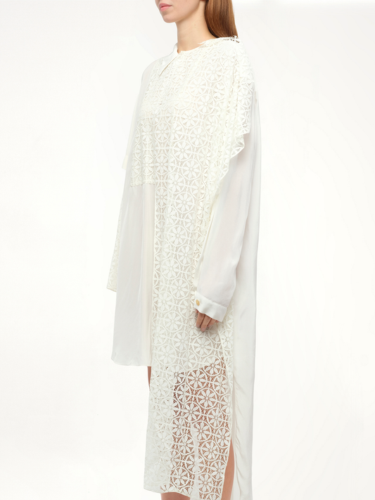 LOEWE Lace Shirtdress (White)