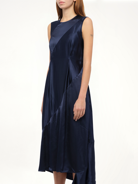 LOEWE Sleeveless Satin Dress (Navy)