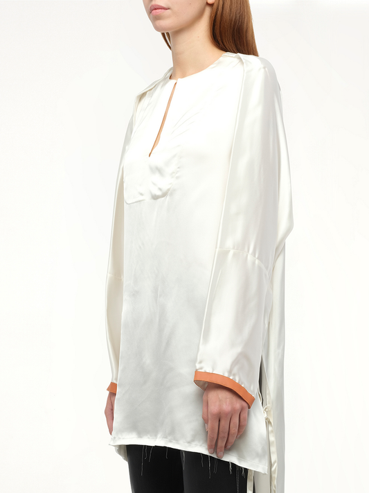 LOEWE Satin Long Back Top (White)