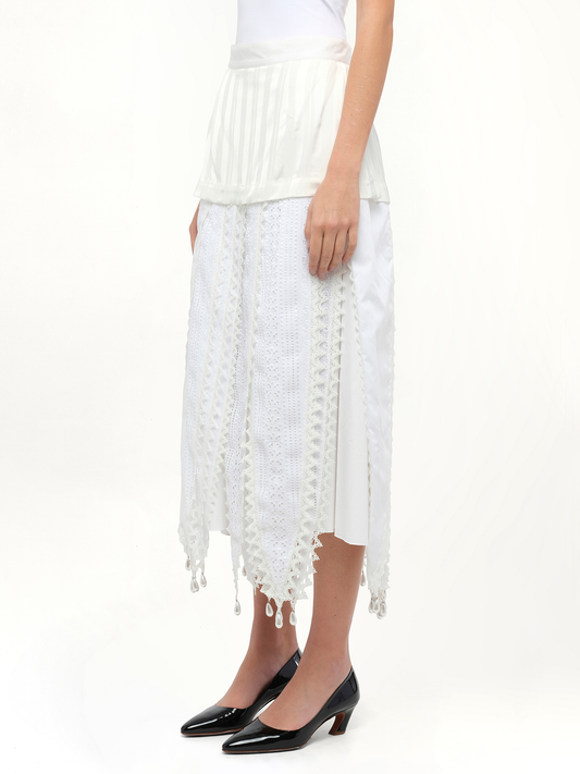 LOEWE Lace Petal Skirt (White)