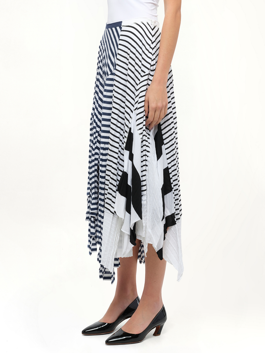 LOEWE Stripe Jersey Skirt (Navy)