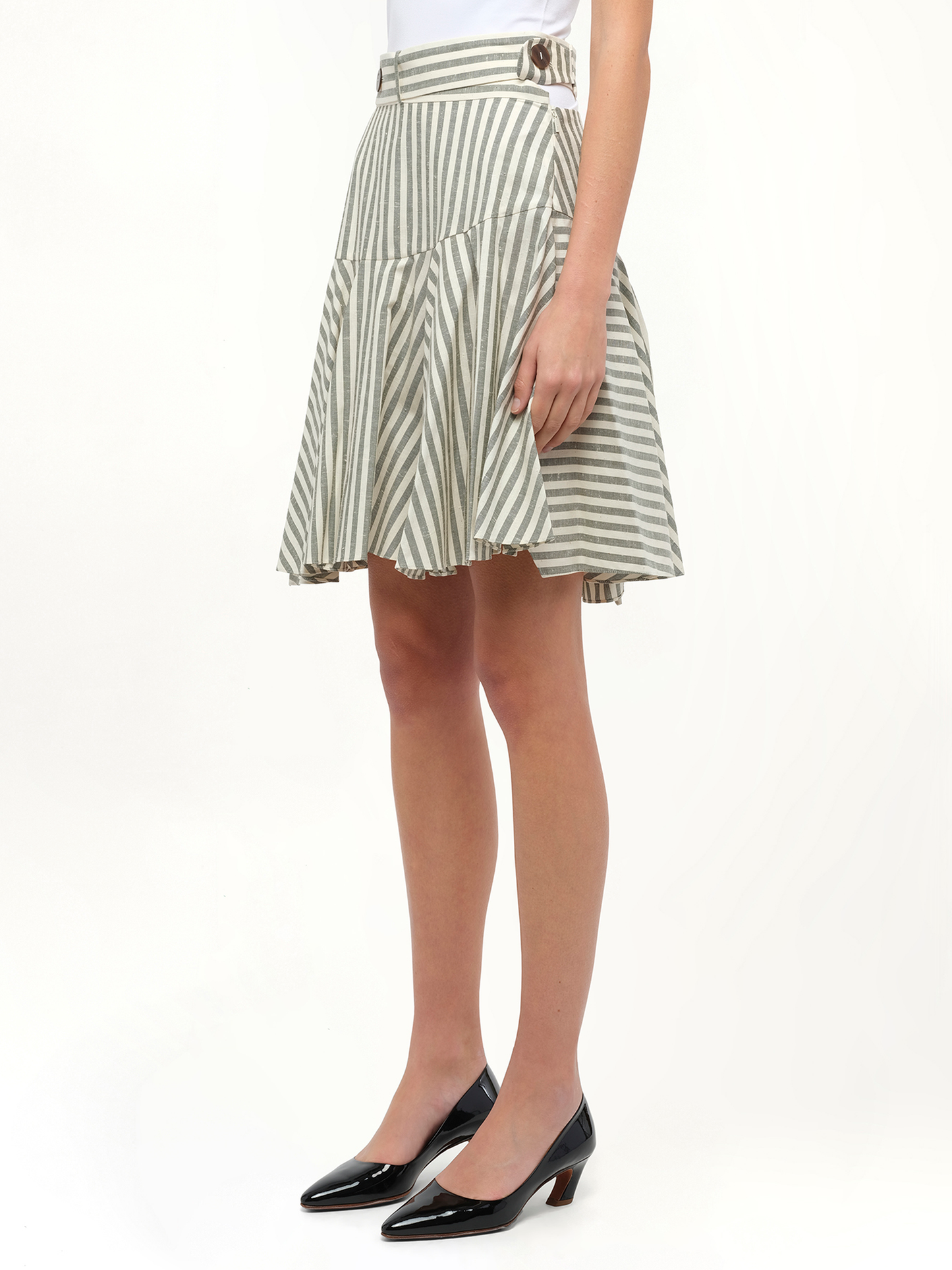 LOEWE Stripe Skater Skirt (White)