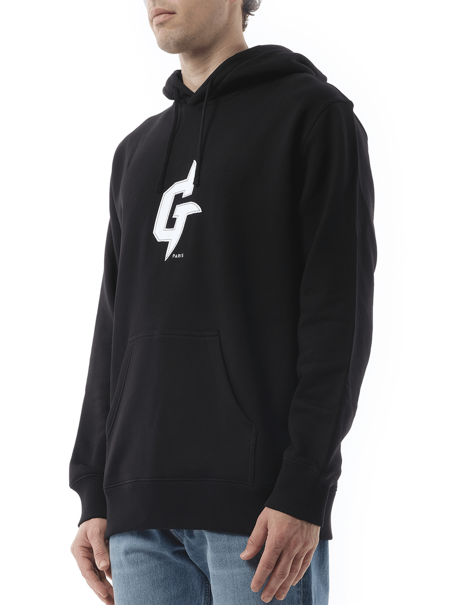 GIVENCHY Embroidered Eiffel Tower Motif Slim Fit Hoodie (Black)