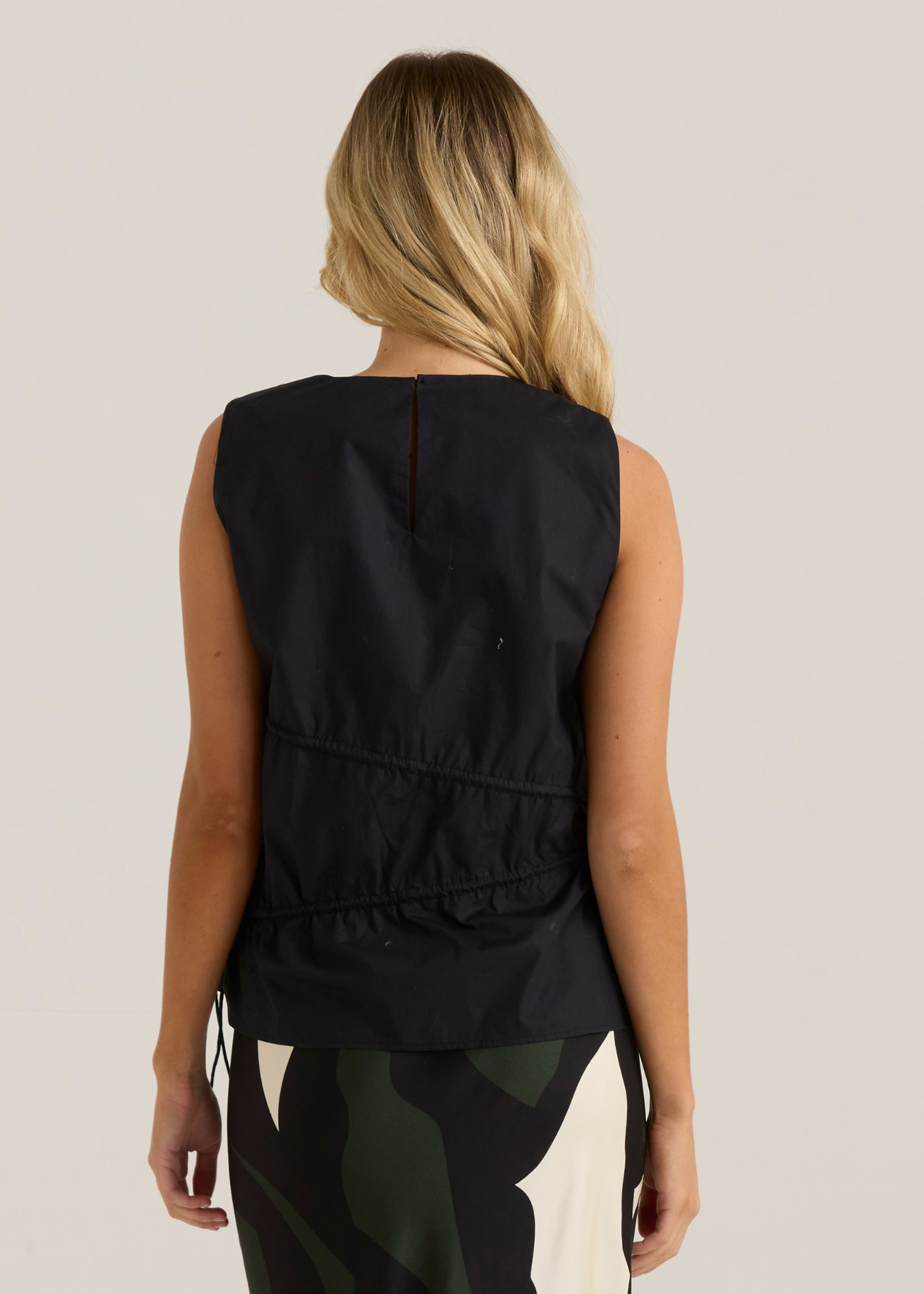 Sass Clothing Elin Gathered Tie Top (Black)