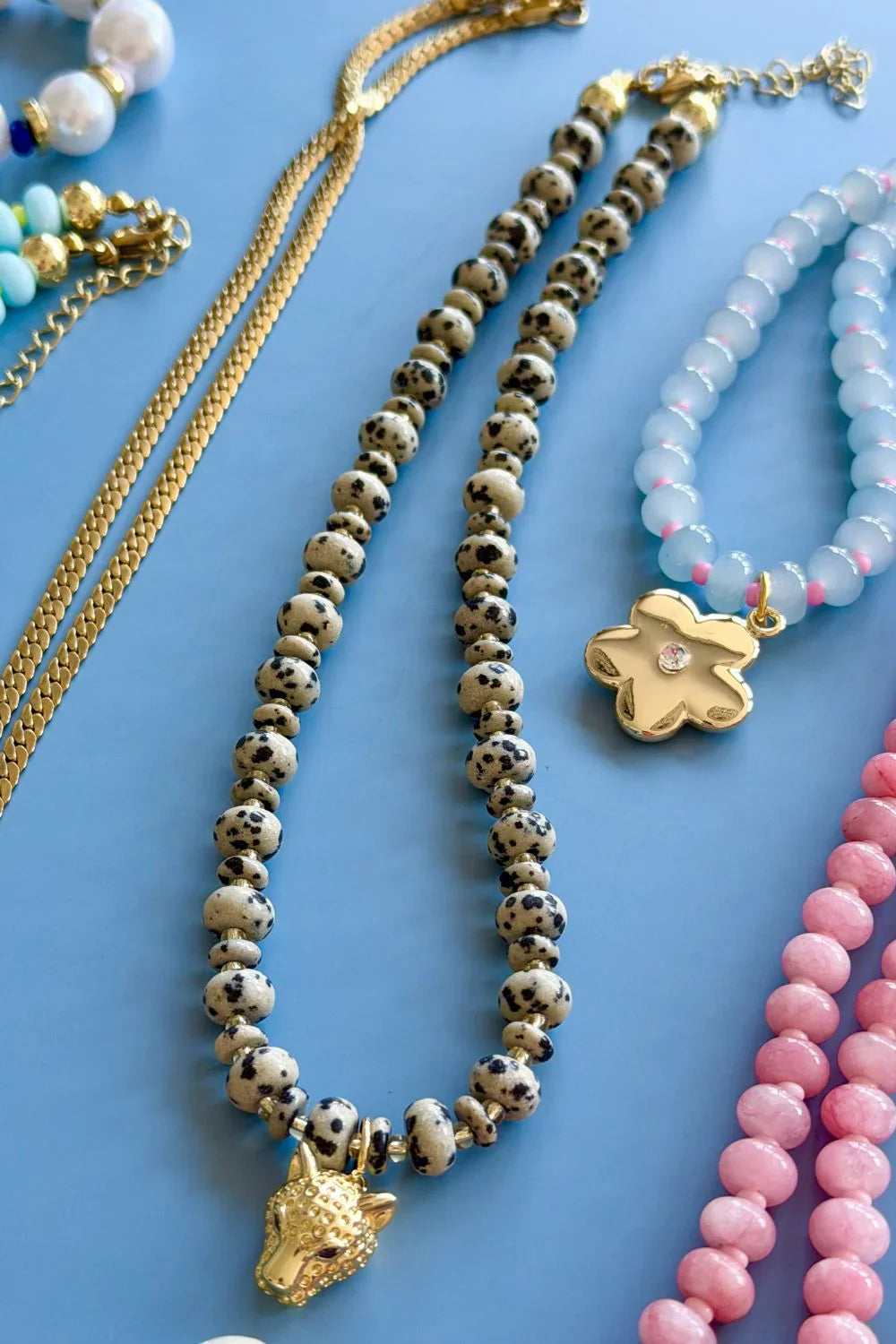 Betty Basics Leopard Gem Necklace (Gold)