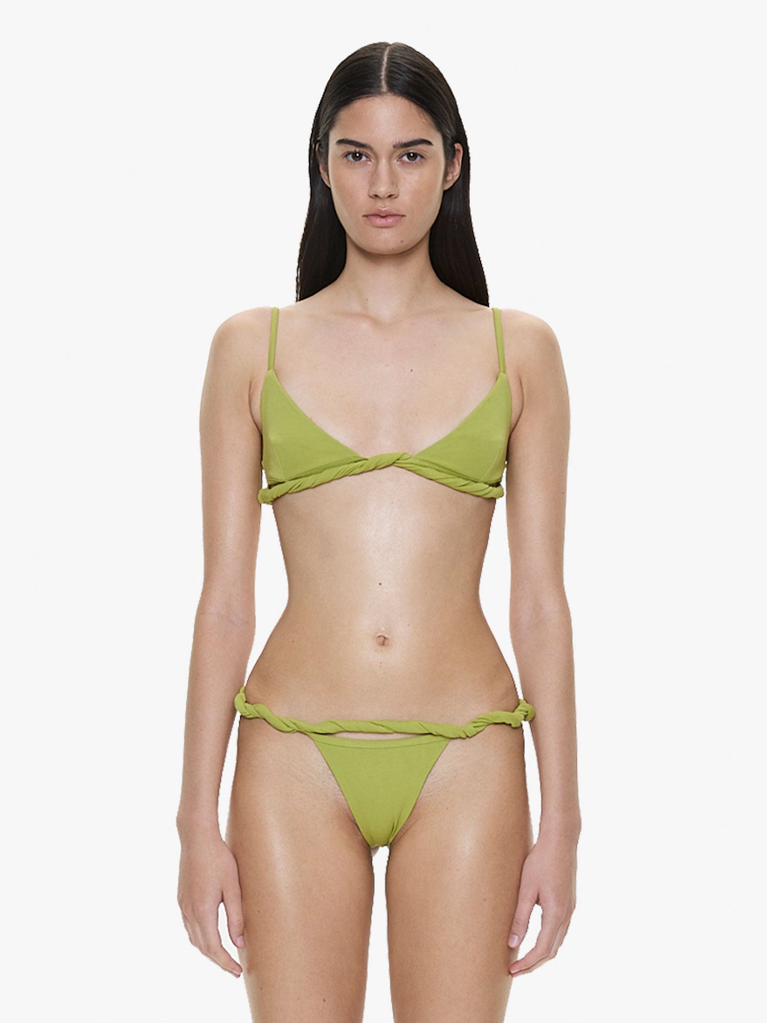 Image of Swimwear. Product name - Rolled Up Bralette in Green colour by brand - CHRISTOPHER ESBER