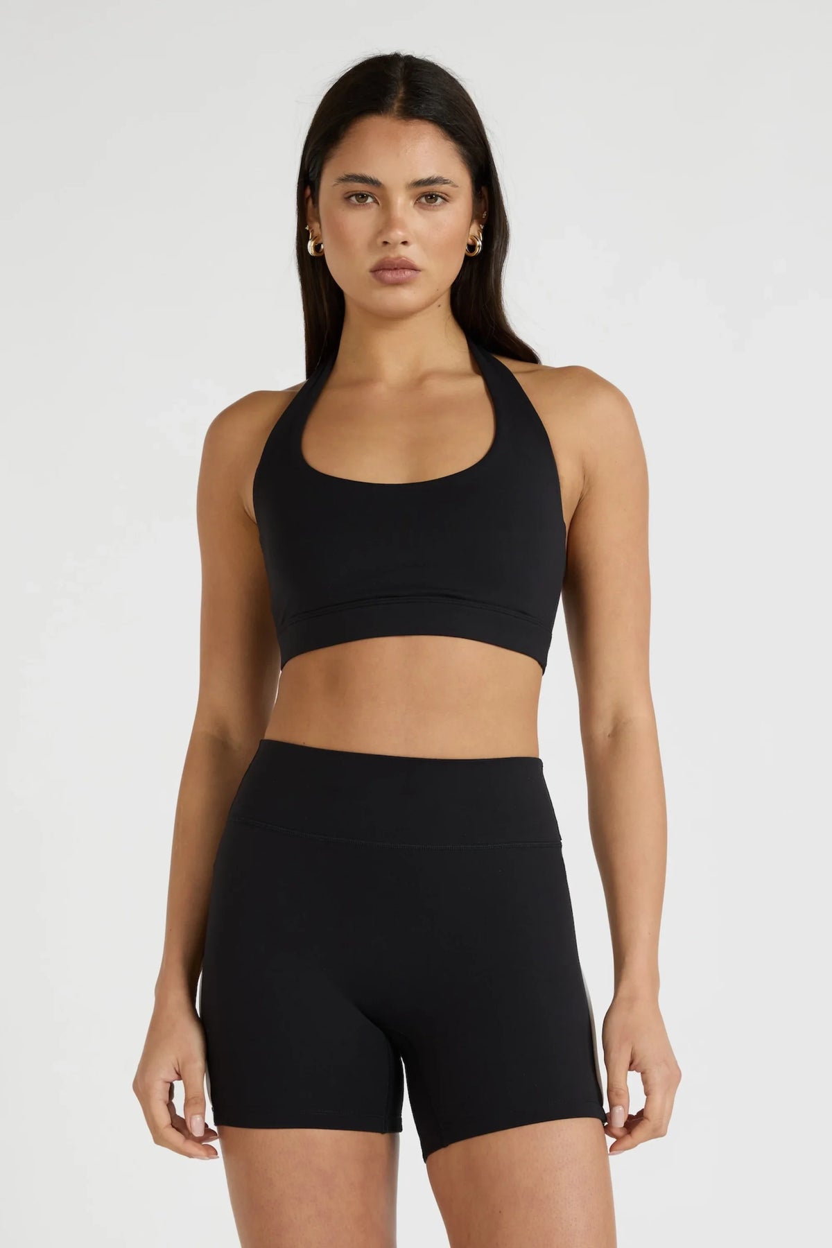 Image of Activewear. Product name - ALLFENIX CloudCore Halter Sports Bra in Black colour by brand - All Fenix
