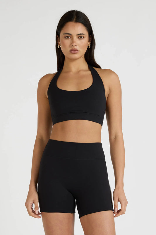 Image of Activewear. Product name - ALLFENIX CloudCore Halter Sports Bra in Black colour by brand - All Fenix