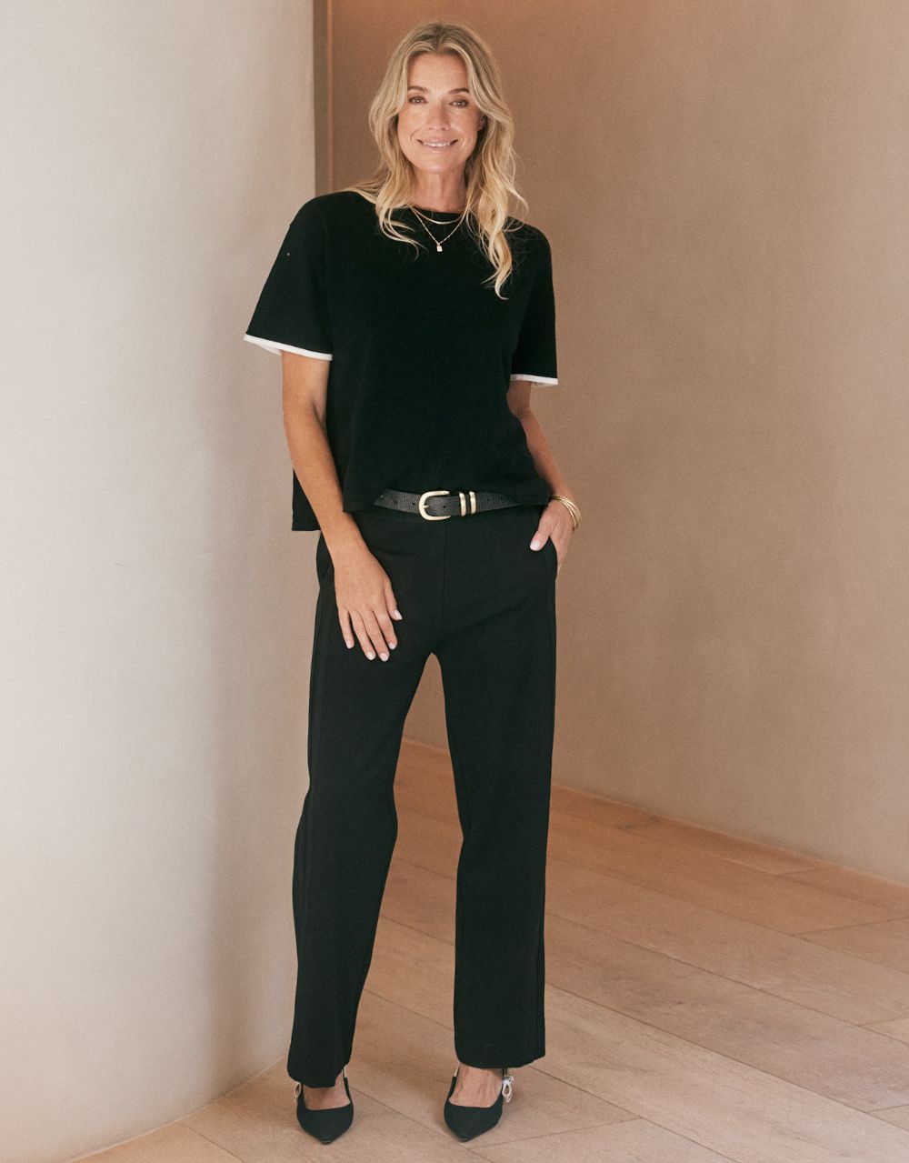 White & Co. Frenchie Cotton Cashmere Tee (Black)