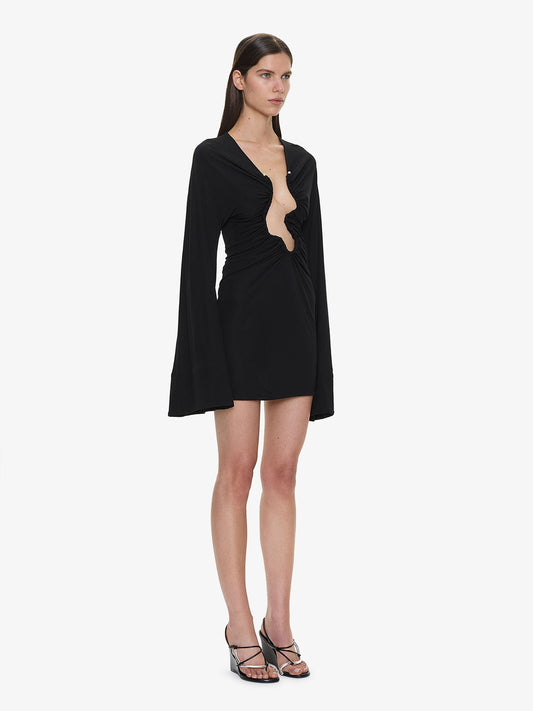 CHRISTOPHER ESBER Salacia Ruched Long Sleeve Mini Dress (Black)