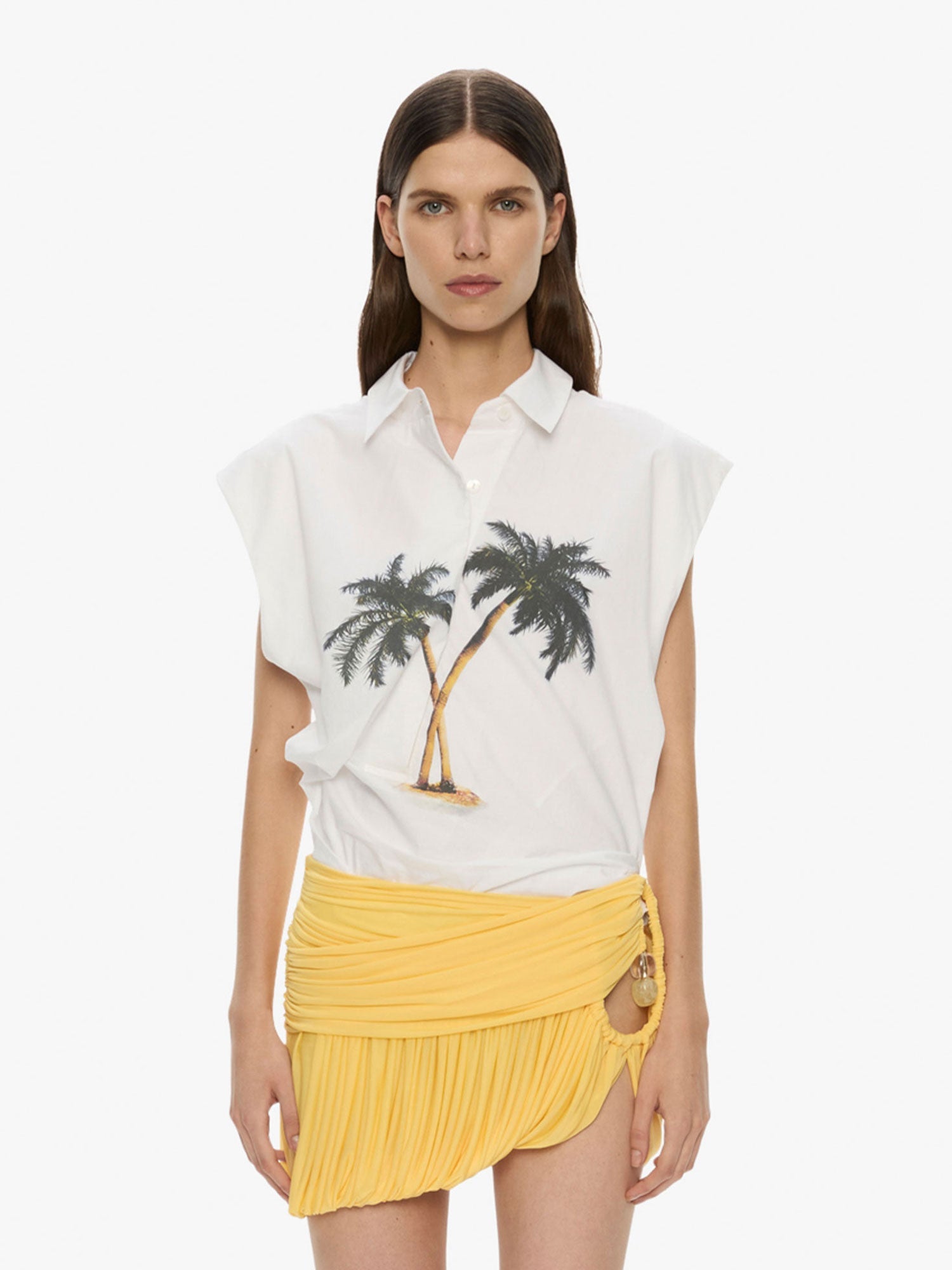Image of Shirts. Productname: Mirage Palm Tornado Sleeveless Shirt in Print colour by brand - CHRISTOPHER ESBER