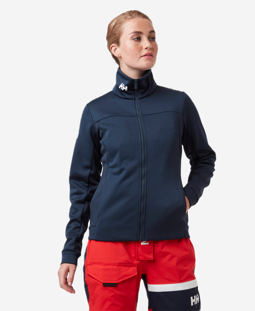 Image of a model wearing Outerwear. Product name - W CREW FLEECE JACKET, Navy in Navy colour by brand - Helly Hansen