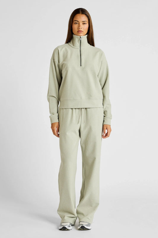 Micro-Rib 1/2 Zip Cropped Sweater (Seagrass)