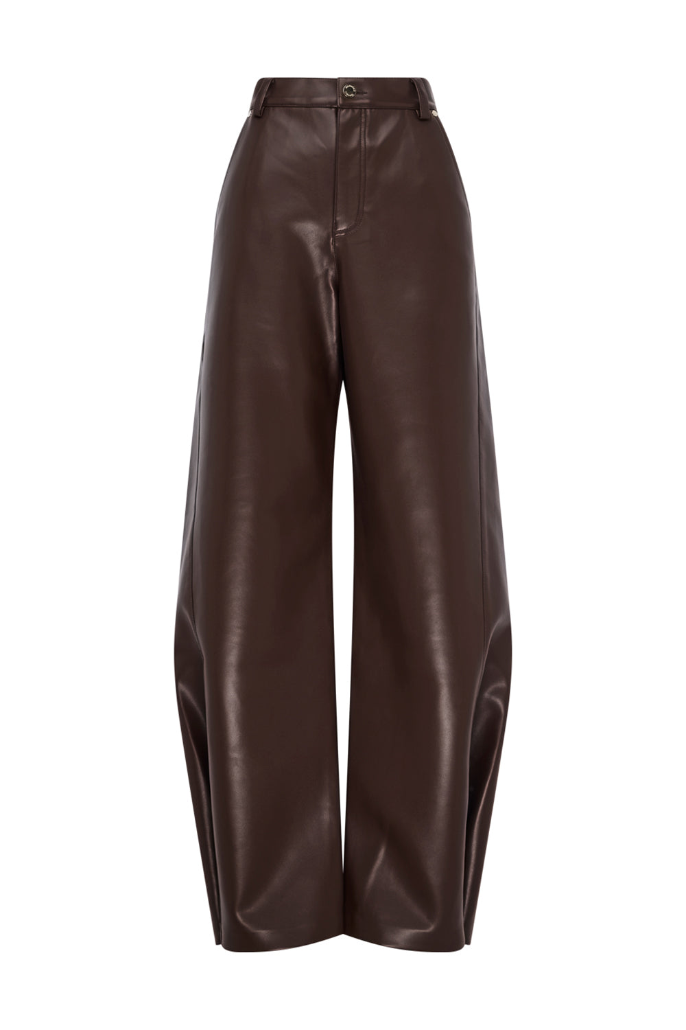Image of a model wearing Pants. Product name - Music & Lyrics Barrel Pant in Mocha colour by brand - MANNING CARTELL