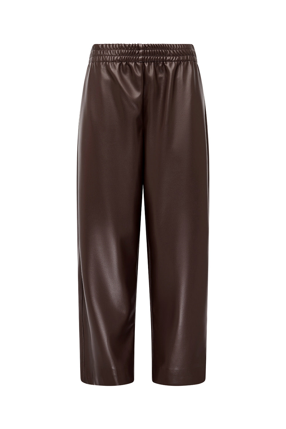 Image of a model wearing Pants. Product name - Music & Lyrics Pull On Pant in Mocha colour by brand - MANNING CARTELL