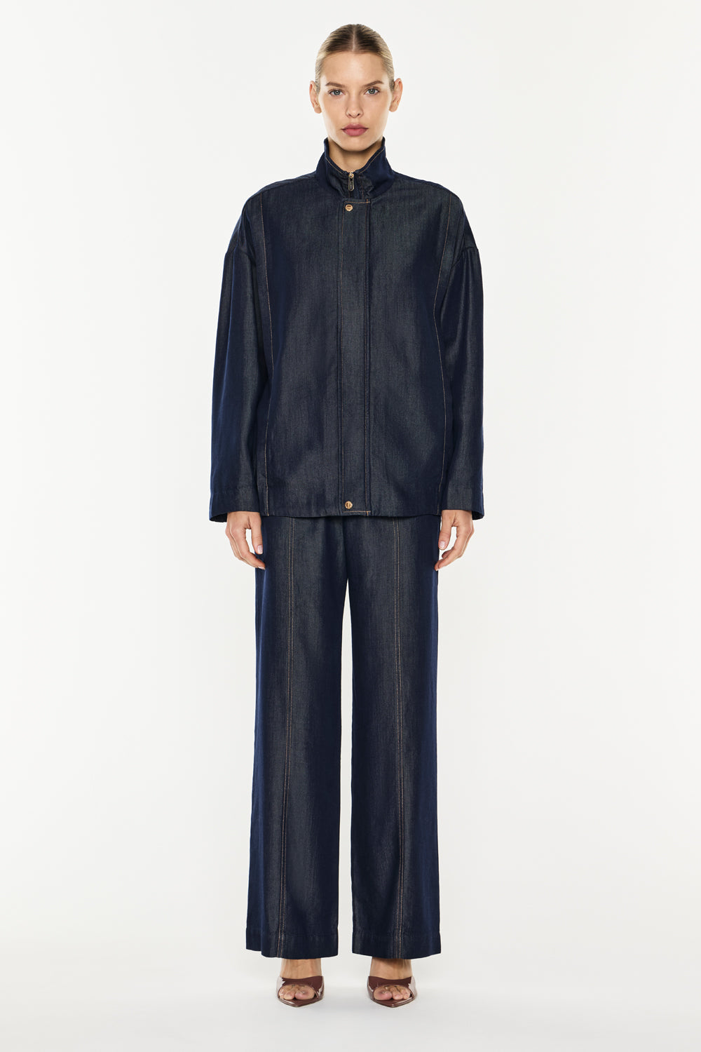 Image of Jackets. Product name - Quiet Command Bomber Jacket in Indigo colour by brand - MANNING CARTELL