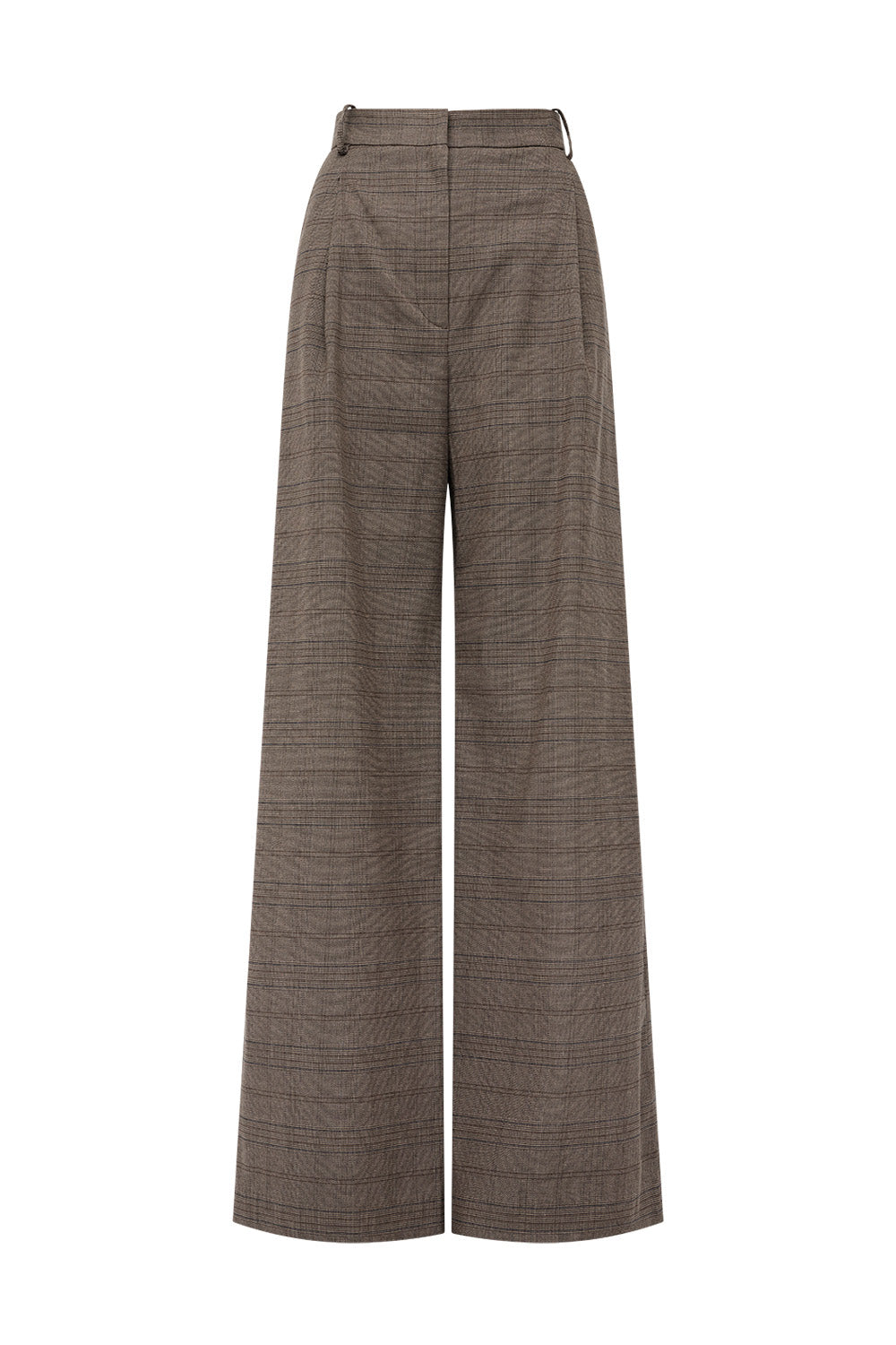 Image of a model wearing Pants. Product name - Tailor Made Pleat Pant in Brown colour by brand - MANNING CARTELL