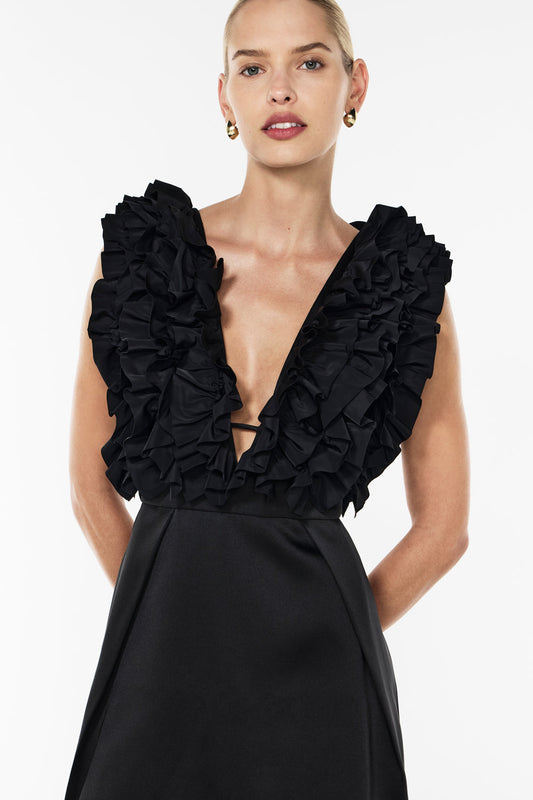 Image of Dresses. Productname: Night Moves Rosette Mini Dress in Black colour by brand - Manning Cartell