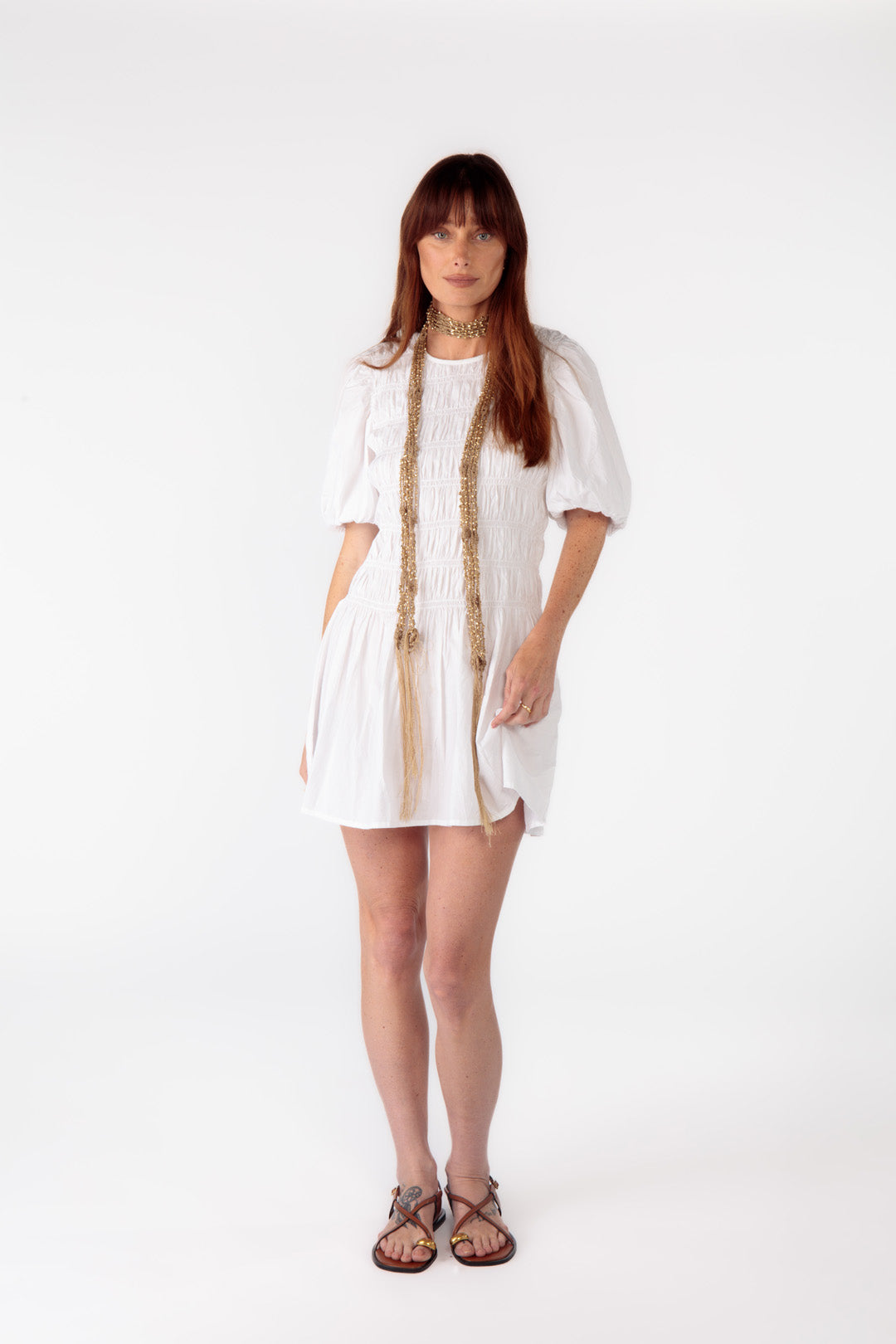 Cowgirl Surfer Sienne Shirred Mini White (Red)